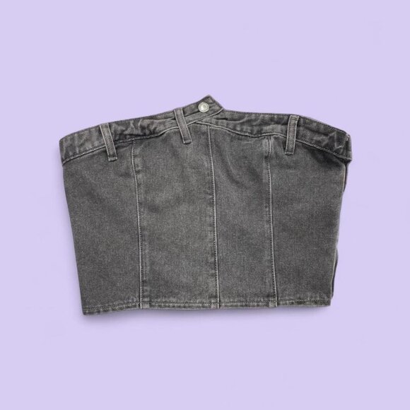 PrettyLittleThing Black Denim Corset Top – Size 8 – NWT - Picture 1 of 5